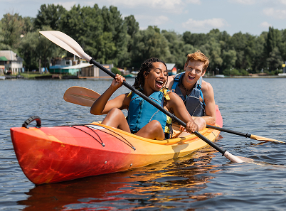 Two people Kayaking
