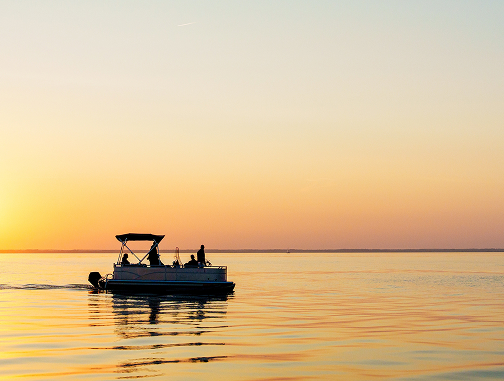 Pontoon on lake